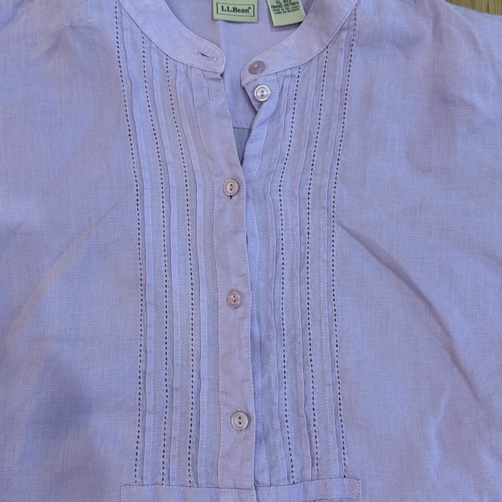 L.L. Bean Lavender Linen Shirt - Picture 3 of 8